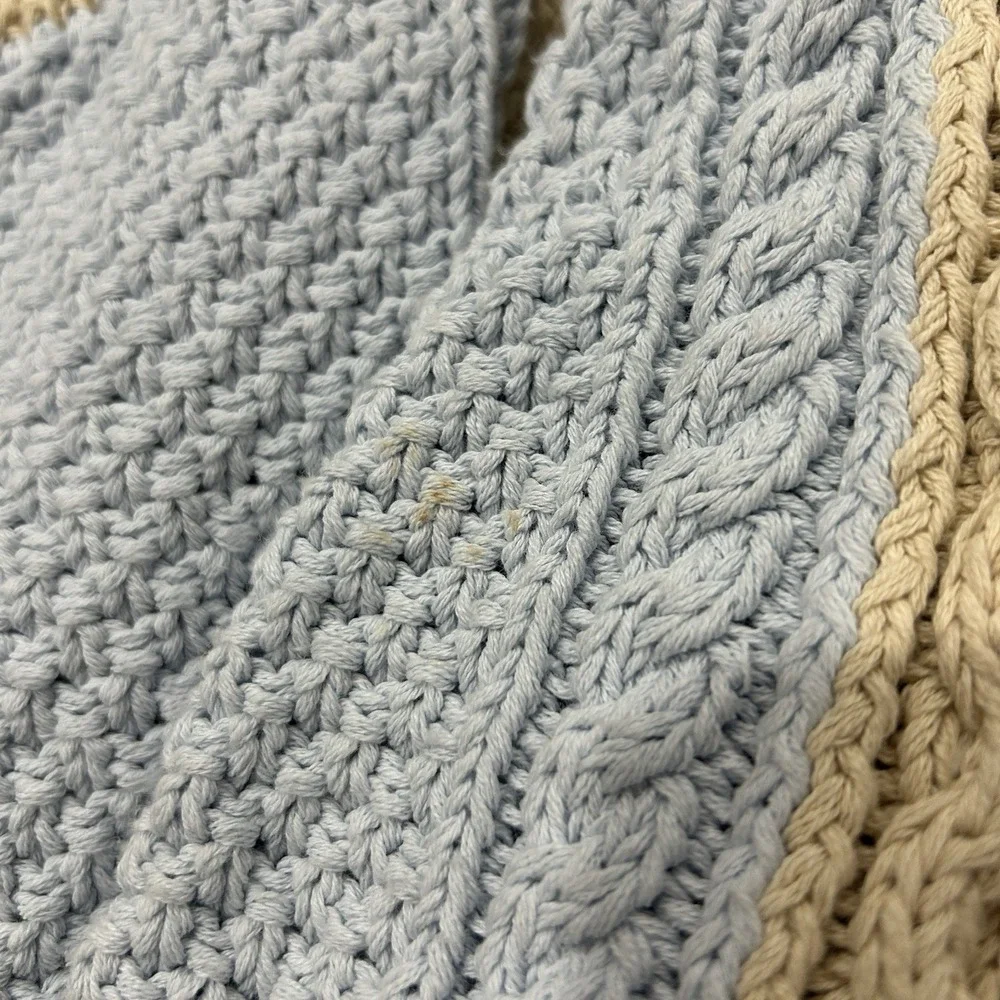 LL Bean Signature Womens Size L Beige Fisherman Cable Knit Sweater 100% Cotton - Picture 10 of 10